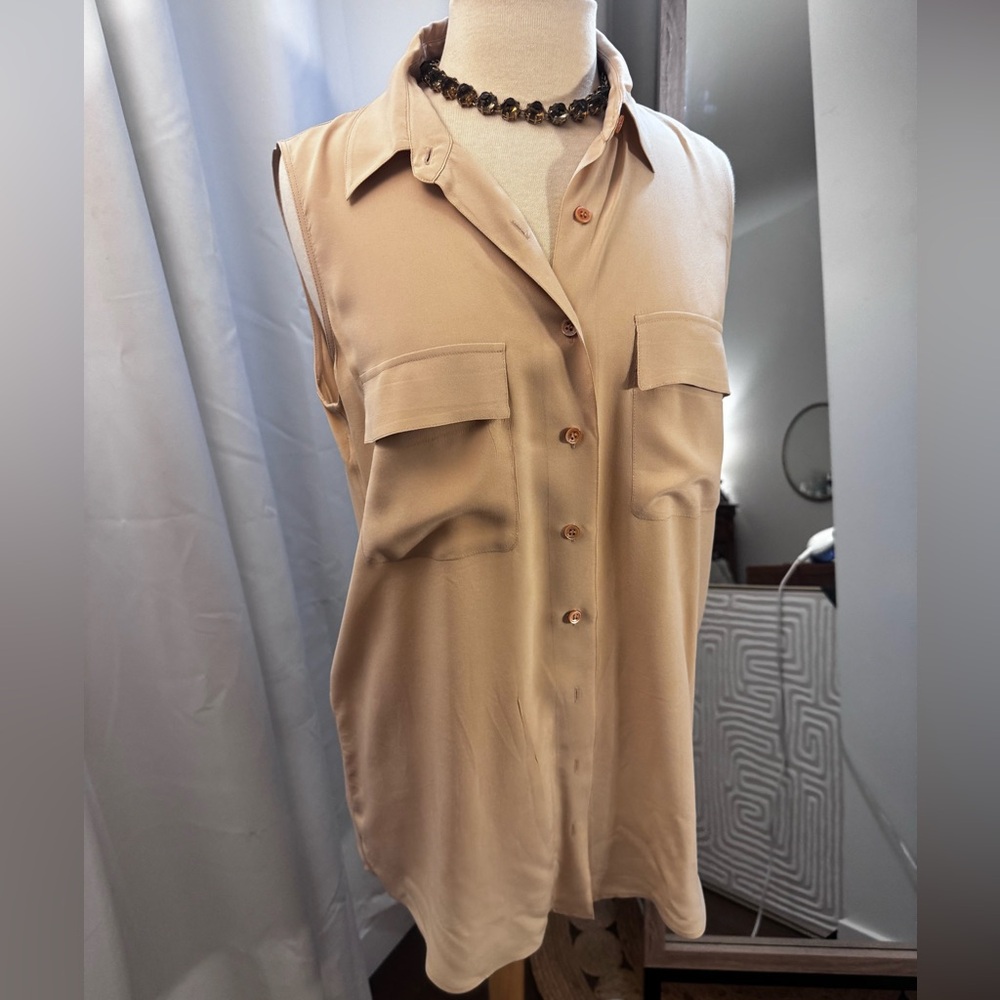 Equipment pink blush  Sleeveless Blouse 100% silk